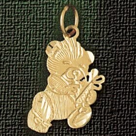 Teddy Bear Pendant Necklace Charm Bracelet in Yellow, White or Rose Gold 2492