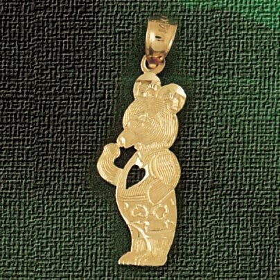 Teddy Bear With Heart Pendant Necklace Charm Bracelet in Yellow, White or Rose Gold 2494