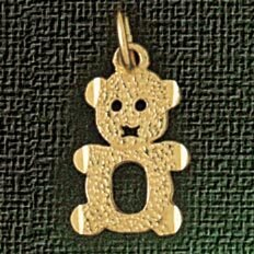 Teddy Bear Pendant Necklace Charm Bracelet in Yellow, White or Rose Gold 2500