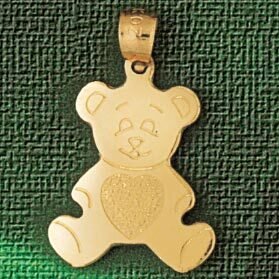 Teddy Bear Pendant Necklace Charm Bracelet in Yellow, White or Rose Gold 2502