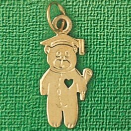 Teddy Bear With Heart Pendant Necklace Charm Bracelet in Yellow, White or Rose Gold 2510