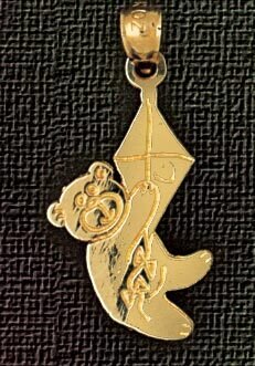 Teddy Bear Pendant Necklace Charm Bracelet in Yellow, White or Rose Gold 2514