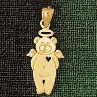 Teddy Bear With Heart Pendant Necklace Charm Bracelet in Yellow, White or Rose Gold 2522