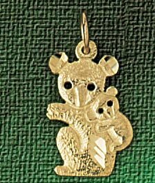 Koala Pendant Necklace Charm Bracelet in Yellow, White or Rose Gold 2525