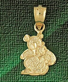 Koala Pendant Necklace Charm Bracelet in Yellow, White or Rose Gold 2526