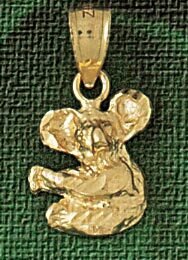 Koala Pendant Necklace Charm Bracelet in Yellow, White or Rose Gold 2527