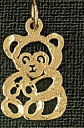 Teddy Bear Pendant Necklace Charm Bracelet in Yellow, White or Rose Gold 2529