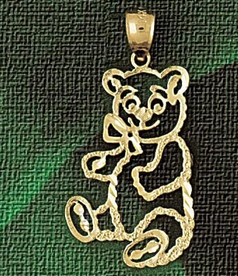 Bear Pendant Necklace Charm Bracelet in Yellow, White or Rose Gold 2531