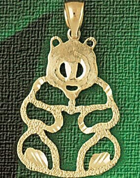 Bear Pendant Necklace Charm Bracelet in Yellow, White or Rose Gold 2532