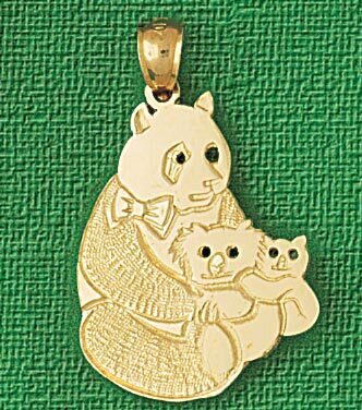 Bear Pendant Necklace Charm Bracelet in Yellow, White or Rose Gold 2533