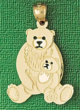Bear Pendant Necklace Charm Bracelet in Yellow, White or Rose Gold 2538