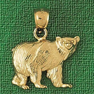 Wild Bear Pendant Necklace Charm Bracelet in Yellow, White or Rose Gold 2541