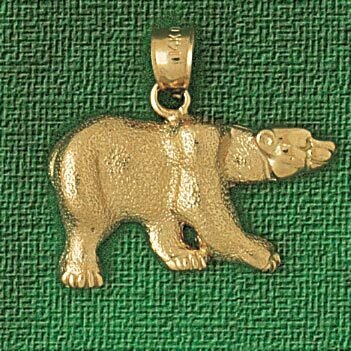 Wild Bear Pendant Necklace Charm Bracelet in Yellow, White or Rose Gold 2542