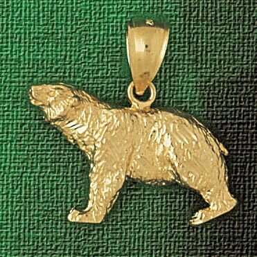 Wild Bear Pendant Necklace Charm Bracelet in Yellow, White or Rose Gold 2543