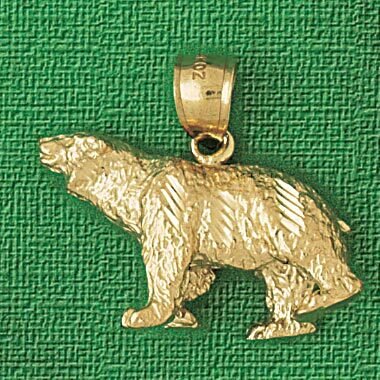 Wild Bear Pendant Necklace Charm Bracelet in Yellow, White or Rose Gold 2544