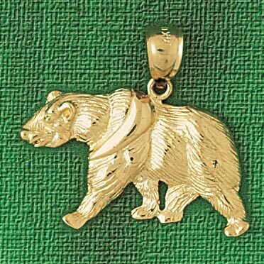 Wild Bear Pendant Necklace Charm Bracelet in Yellow, White or Rose Gold 2546