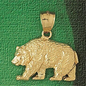 Wild Bear Pendant Necklace Charm Bracelet in Yellow, White or Rose Gold 2548