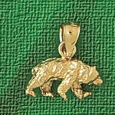 Wild Bear Pendant Necklace Charm Bracelet in Yellow, White or Rose Gold 2552