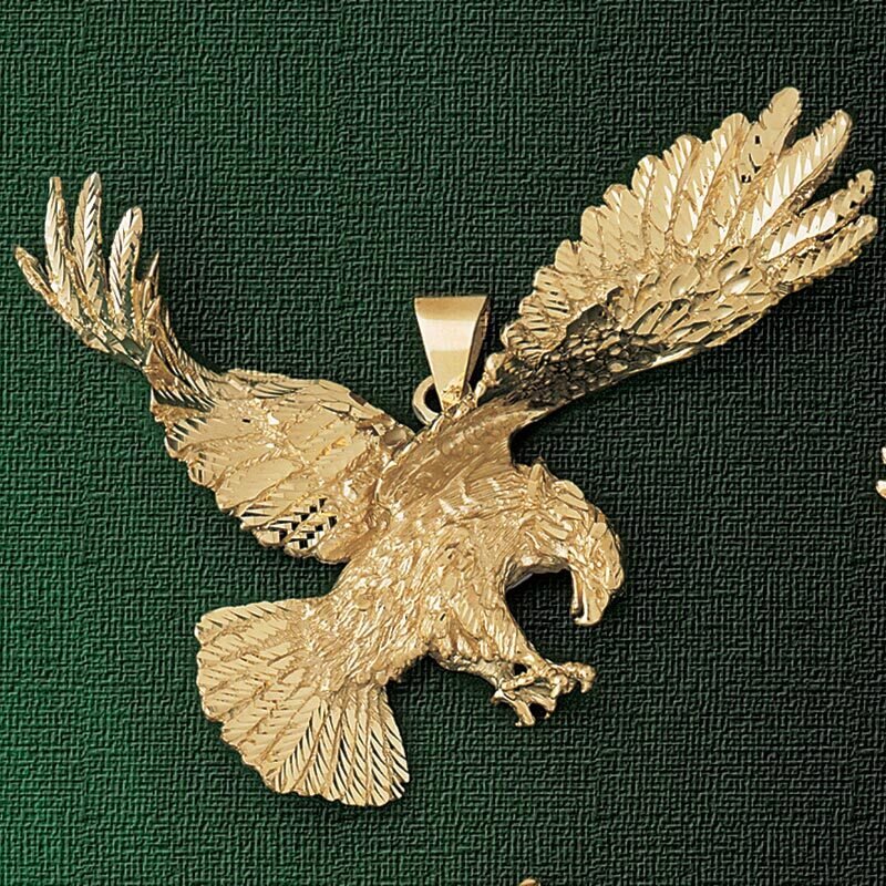 Flying Eagle Pendant Necklace Charm Bracelet in Yellow, White or Rose Gold 2769