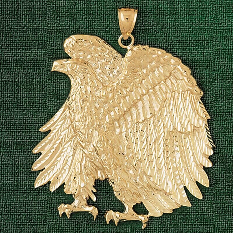 Sitting Eagle Pendant Necklace Charm Bracelet in Yellow, White or Rose Gold 2793