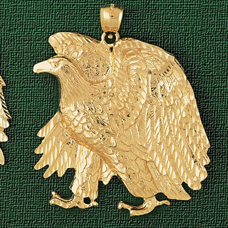 Sitting Eagle Pendant Necklace Charm Bracelet in Yellow, White or Rose Gold 2794