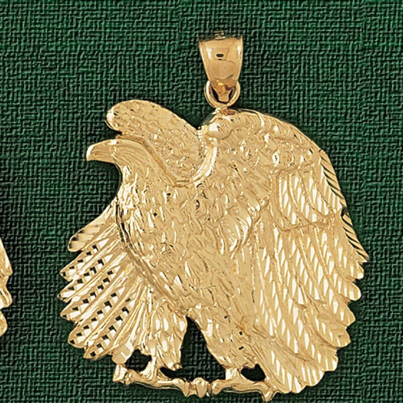 Dazzlers Jewelry Sitting Eagle Pendant Necklace Charm Bracelet in Yellow, White or Rose Gold 2795, …
