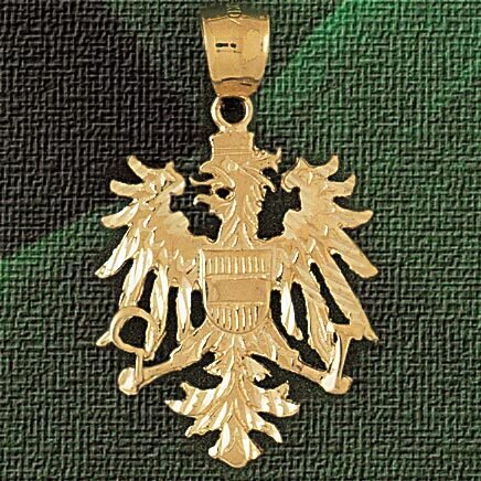 Eagle Pendant Necklace Charm Bracelet in Yellow, White or Rose Gold 2812
