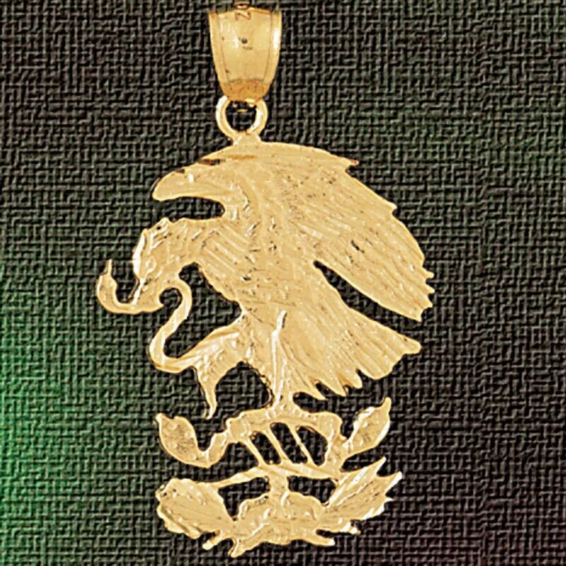 Eagle Hunting Snake Pendant Necklace Charm Bracelet in Yellow, White or Rose Gold 2837