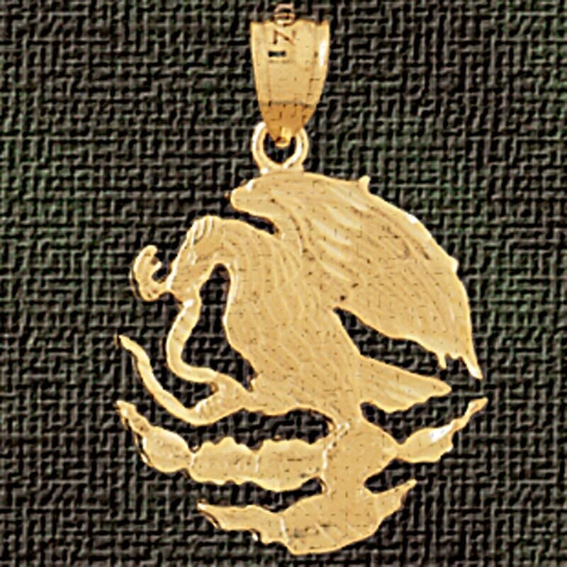 Eagle Hunting Snake Pendant Necklace Charm Bracelet in Yellow, White or Rose Gold 2838