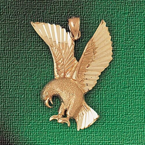 Flying Eagle Pendant Necklace Charm Bracelet in Yellow, White or Rose Gold 2841
