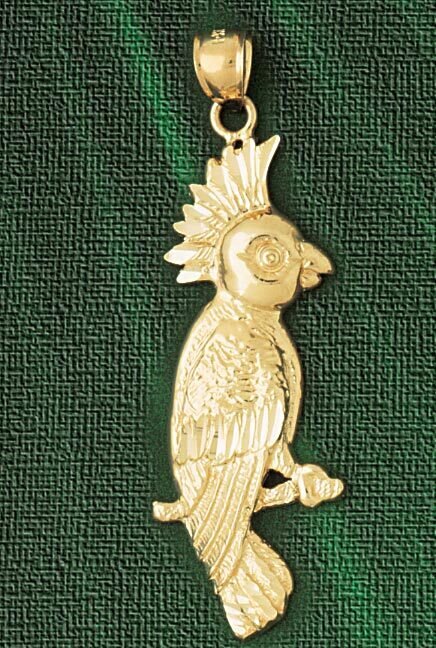 Parrot Pendant Necklace Charm Bracelet in Yellow, White or Rose Gold 2886