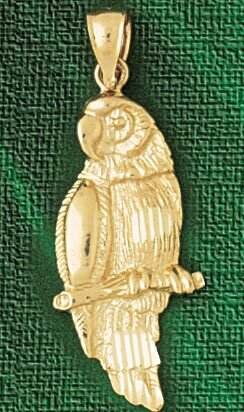 Parrot Pendant Necklace Charm Bracelet in Yellow, White or Rose Gold 2887