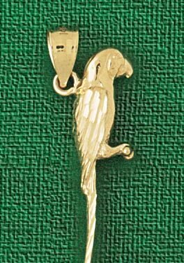 Parrot Pendant Necklace Charm Bracelet in Yellow, White or Rose Gold 2891