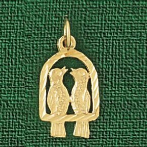 Lovebird Pendant Necklace Charm Bracelet in Yellow, White or Rose Gold 2902