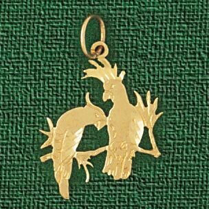 Lovebird Pendant Necklace Charm Bracelet in Yellow, White or Rose Gold 2903