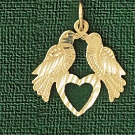Lovebird Pendant Necklace Charm Bracelet in Yellow, White or Rose Gold 2904
