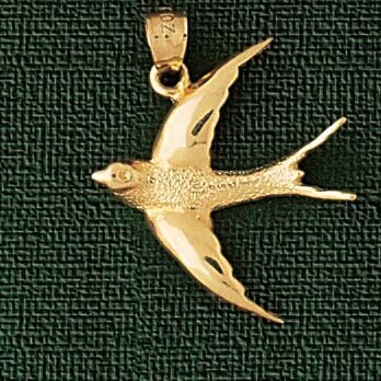 Bird Pendant Necklace Charm Bracelet in Yellow, White or Rose Gold 2923