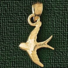 Bird Pendant Necklace Charm Bracelet in Yellow, White or Rose Gold 2924