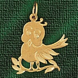 Baby Bird Pendant Necklace Charm Bracelet in Yellow, White or Rose Gold 2938