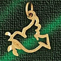 Dazzlers Jewelry Bird With Olive Branch Pendant Necklace Charm Bracelet in Yellow, White or Rose Go…