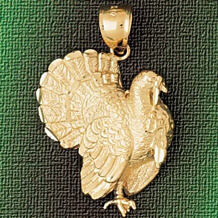 Turkey Pendant Necklace Charm Bracelet in Yellow, White or Rose Gold 2957
