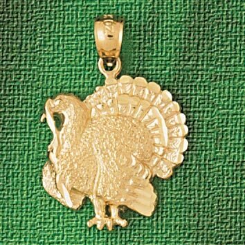 Turkey Pendant Necklace Charm Bracelet in Yellow, White or Rose Gold 2958
