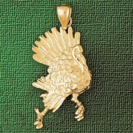 Turkey Pendant Necklace Charm Bracelet in Yellow, White or Rose Gold 2959