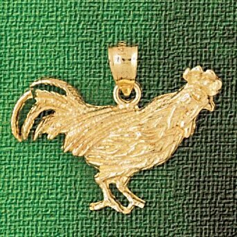 Rooster Pendant Necklace Charm Bracelet in Yellow, White or Rose Gold 2963