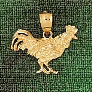 Rooster Pendant Necklace Charm Bracelet in Yellow, White or Rose Gold 2964
