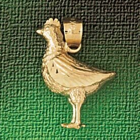 Rooster Pendant Necklace Charm Bracelet in Yellow, White or Rose Gold 2975
