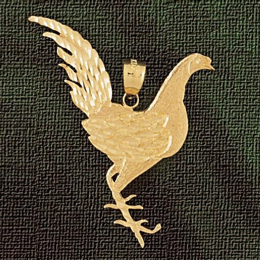 Dazzlers Jewelry Rooster Pendant Necklace Charm Bracelet in Yellow, White or Rose Gold 2977, MPN: D…