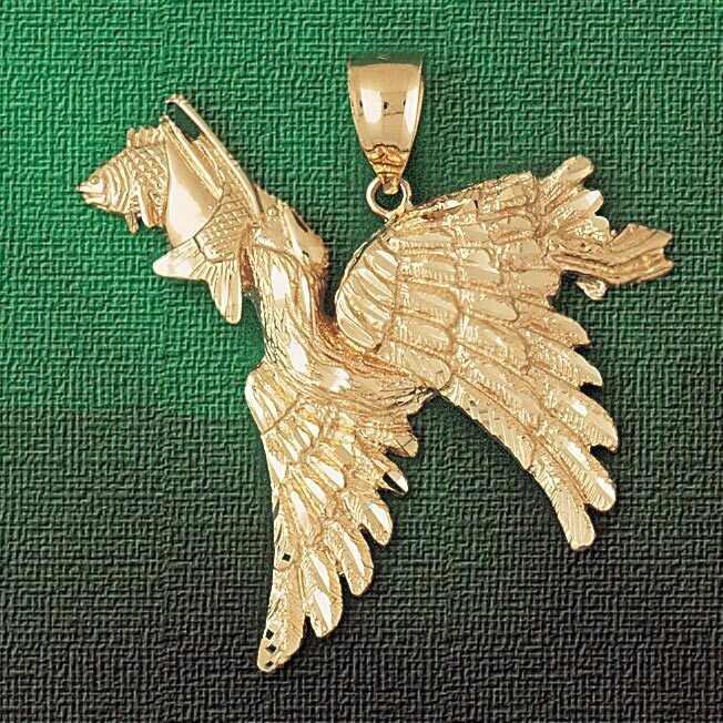 Pelican Pendant Necklace Charm Bracelet in Yellow, White or Rose Gold 2978