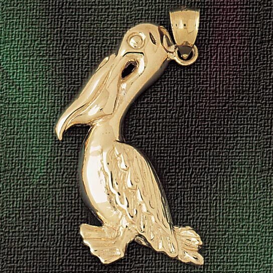Pelican Pendant Necklace Charm Bracelet in Yellow, White or Rose Gold 2980