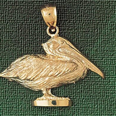 Pelican Pendant Necklace Charm Bracelet in Yellow, White or Rose Gold 2983